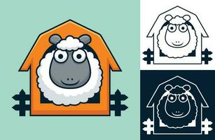 marrant mouton sur cage. vecteur dessin animé illustration dans plat icône style