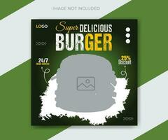 délicieux Burger et nourriture menu restaurant social médias la toile bannière modèle vecteur