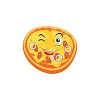 Pizza dessin animé personnage, Pizza personnage émotions, affronter, bras et jambes. marrant dessin animé personnages. branché illustration dans rétro style. vecteur kawaii ligne dessin animé style illustration
