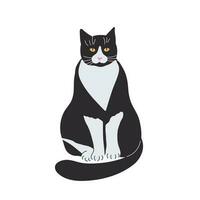 une mignonne balck chat est séance. vecteur illustration de le icône. le concept de un icône de le animal monde. isolé vecteur. plat dessin animé style.