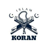 Coran livre icône, Islam coran et perles vecteur