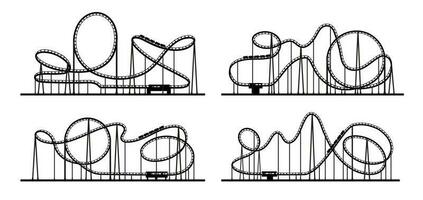 rouleau Coaster boucle ou montagnes russes silhouette vecteur