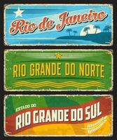 Brésil Rio de janeiro, grande Norte grunge assiettes vecteur