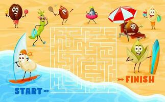 labyrinthe Labyrinthe Jeu avec des noisettes personnages sur plage vecteur