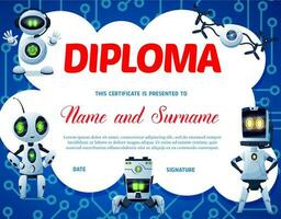 diplôme, des gamins certificat, des robots sur carte mère vecteur