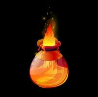 potion bouteille avec Feu flammes, Jeu interface vecteur