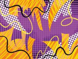 coloré pop coloré texturé grungy vecteur Contexte avec blanc polka points et Orange abstrait formes isolé sur violet fond d'écran pour social médias poste, couverture titre, textile écharpe impressions.