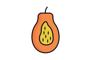 Papaye icône. direct Couleur icône style, plat doubler. icône en relation à des fruits. Facile vecteur conception modifiable