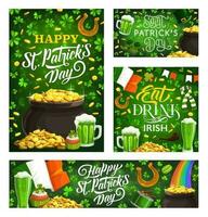 irlandais vacances st. patricks journée symboles, caractères vecteur