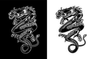 chinois dragon tatouage ou lunaire Nouveau année symbole vecteur