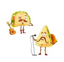 dessin animé mexicain tacos et Quesadilla personnages vecteur