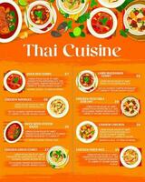 thaïlandais cuisine menu, Thaïlande nourriture, asiatique restaurant vecteur