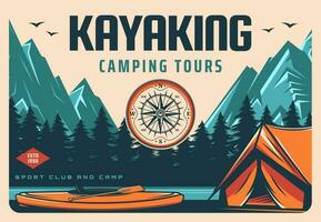 kayak sport club camping et randonnée tour bannière vecteur