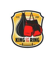 boxe sport, kickboxing club sac et gant emblème vecteur