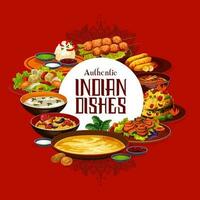 Indien nourriture, authentique vaisselle cuisine menu vecteur