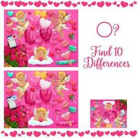 Saint Valentin journée trouver Dix différences puzzle vecteur