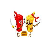 dessin animé Mayonnaise et moutarde pirate personnages vecteur