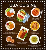 Etats-Unis cuisine restaurant repas menu vecteur page