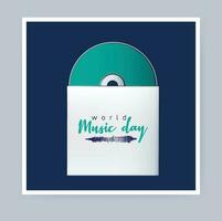 monde la musique journée concept avec CD et couverture. typographie conception vecteur