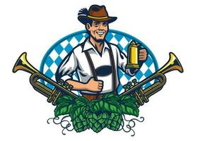 bavarois homme badge conception pour oktoberfest vecteur