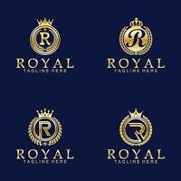 r initiale Royal couronne logo. Royal, roi, reine luxe symbole. Police de caractère emblème. vecteur