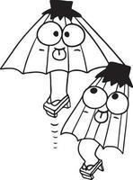 parapluie dessin animé griffonnage kawaii anime coloration page mignonne illustration personnage clipart chibi vecteur