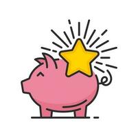 porcin banque avec étoile de prime points, vecteur icône