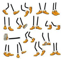 dessin animé jambes, isolé bande dessinée pieds dans Jaune des chaussures vecteur
