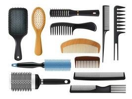 brosses à cheveux et peignes, réaliste vecteur cheveux brosse