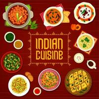 Indien cuisine restaurant menu couverture, pimenter nourriture vecteur