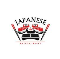Japonais cuisine restaurant icône, Sushi et Rouleaux vecteur