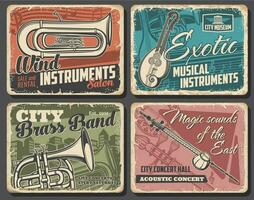 la musique instruments et vivre concert rétro affiches vecteur