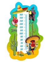 des gamins la taille graphique avec mexicain dessin animé personnages vecteur