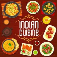 Indien cuisine menu couverture, vaisselle de pimenter nourriture vecteur