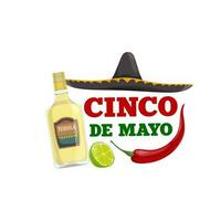 cinco de mayo mexicain Tequila, sombrero, poivre vecteur