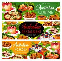 australien cuisine nourriture plats, repas menu vecteur