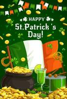 irlandais trèfle, or et drapeau. patricks journée vecteur