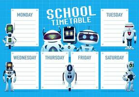 calendrier programme avec dessin animé des robots et droïdes vecteur