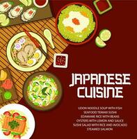 Japonais nourriture cuisine, asiatique menu couverture, repas vecteur