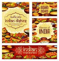 Indien cuisine nourriture et desserts, café menu vecteur