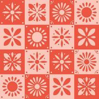 sans couture modèle avec traditionnel fleuri décoratif carrelage. Portugais céramique carré carrelage dans orange, rouge et rose. coloré vecteur illustration.