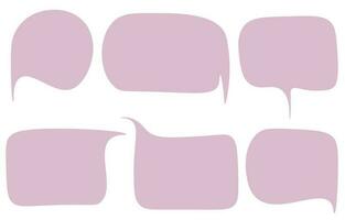 définir des bulles roses sur fond blanc. boîte de chat ou vecteur de chat carré et doodle message ou icône de communication nuage parlant pour les bandes dessinées et dialogue de message minimal