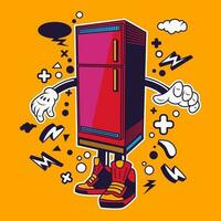 frigo dessin animé personnage autocollant vecteur Stock illustration