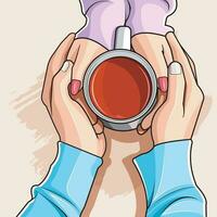 thé tasse boisson pour petit déjeuner dans le mains de les amoureux vecteur illustration gratuit Télécharger