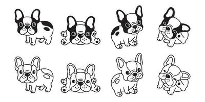 chien vecteur français bouledogue icône logo dessin animé personnage illustration agrafe art symbole noir