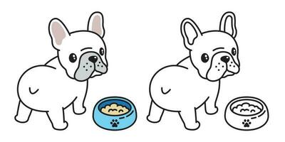chien vecteur français bouledogue logo icône bol nourriture dessin animé personnage illustration symbole
