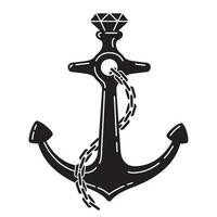 ancre vecteur barre logo icône bateau pirate diamant gemme nautique maritime illustration symbole