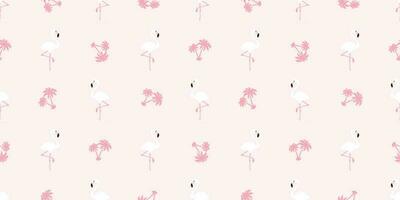 flamant sans couture modèle vecteur rose flamants roses exotique oiseau paume arbre noix de coco tropical écharpe isolé été répéter fond d'écran tuile Contexte dessin animé illustration pastel graphique