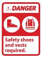 Les chaussures de sécurité et le gilet de sécurité des signes de danger sont obligatoires vecteur