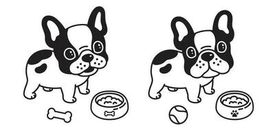 chien vecteur français bouledogue dessin animé personnage logo icône base-ball bol illustration symbole